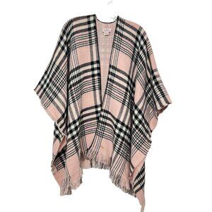 Juicy couture pink plaid and fringe women's shawl wrap one size fits all